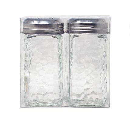 Square Pebbles Glass 2pc Salt& Pepper Set