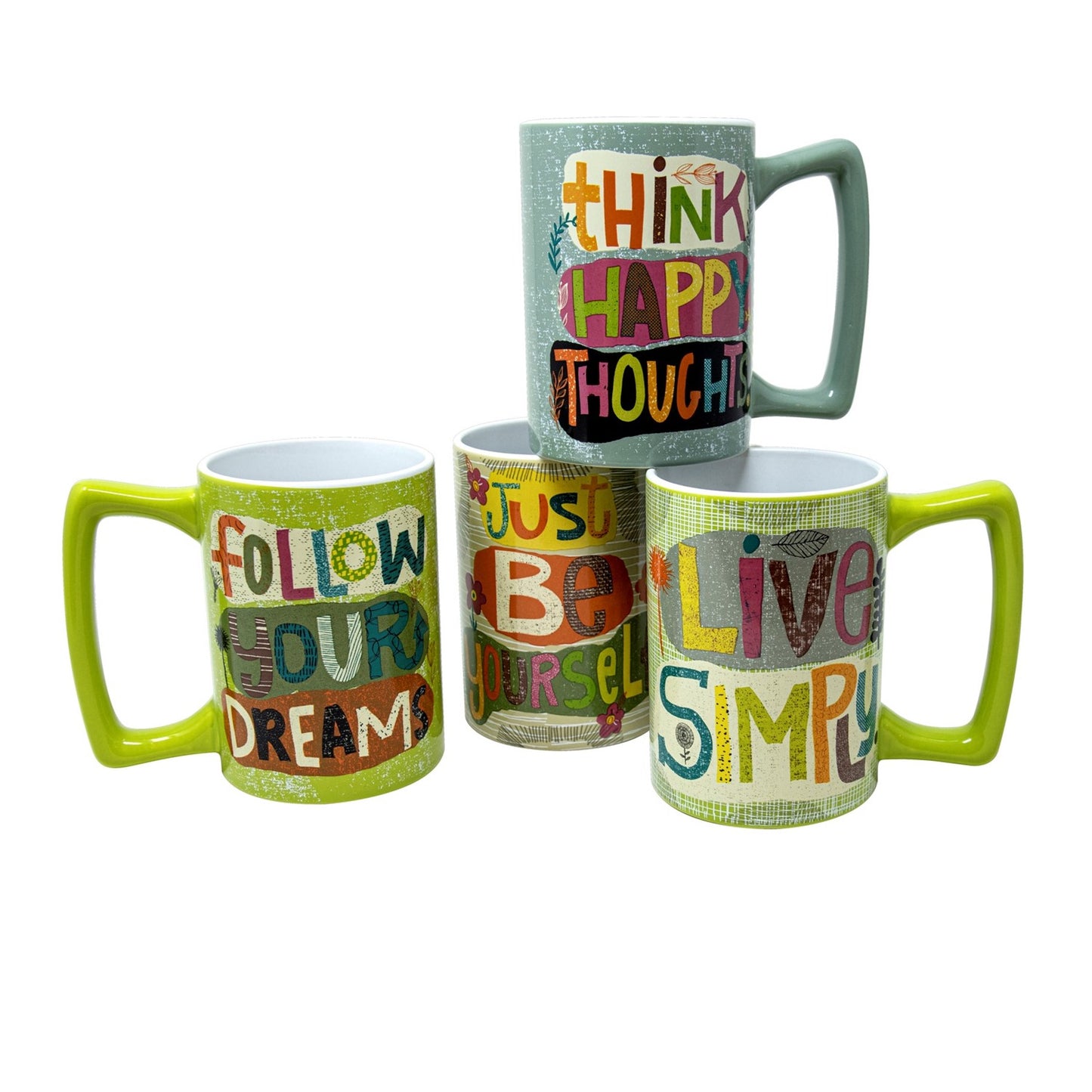 22 Oz Happy Thoughts Mugs- 4 Assorted Designs