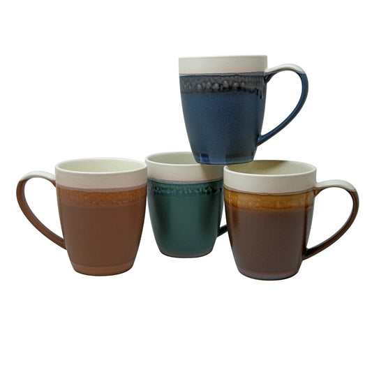 19 Oz Reactive Glaze Mugs - 4 Assorted Designs