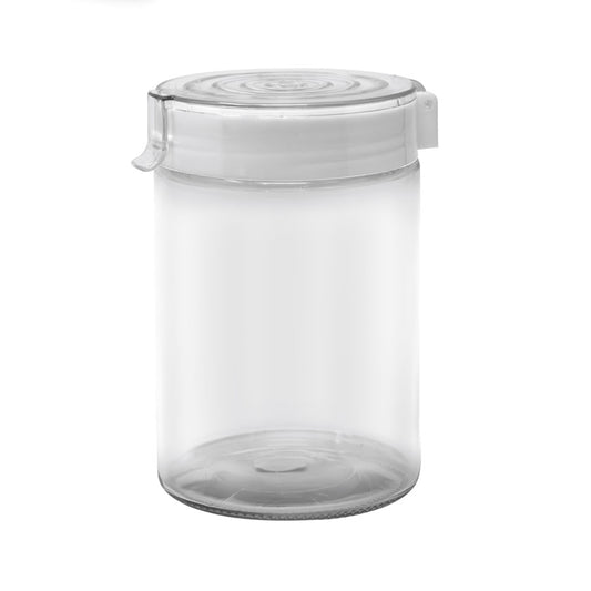 Cylinder 43 Oz Glass Jar W/ White Plastic Pop Up Lid