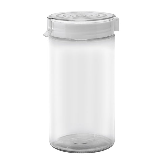 Cylinder 57 Oz Glass Jar W/ White Plastic Pop Up Lid