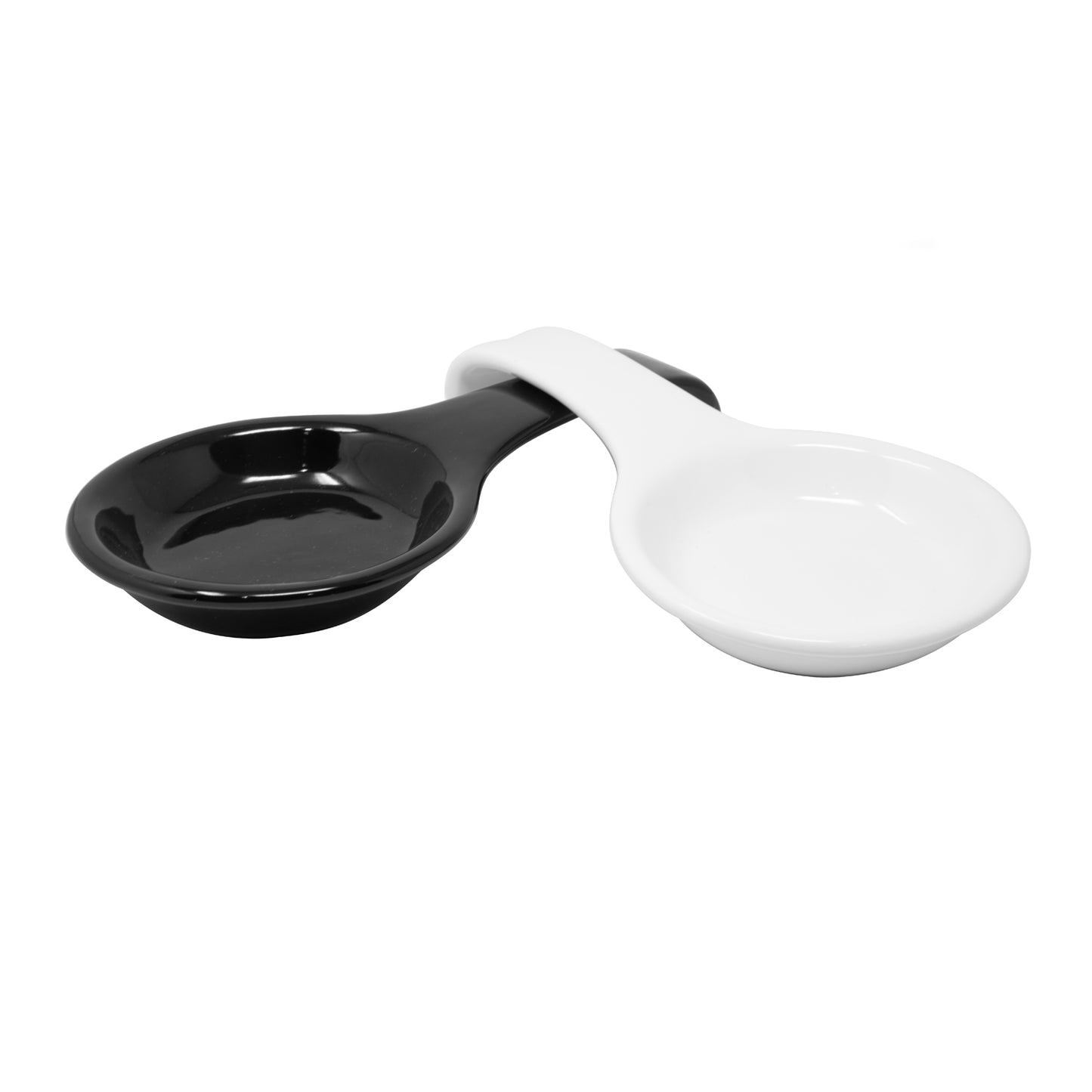 10 " Round Black & White Spoon Rests