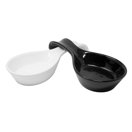 10.75" Oval Black & White Spoon Rests