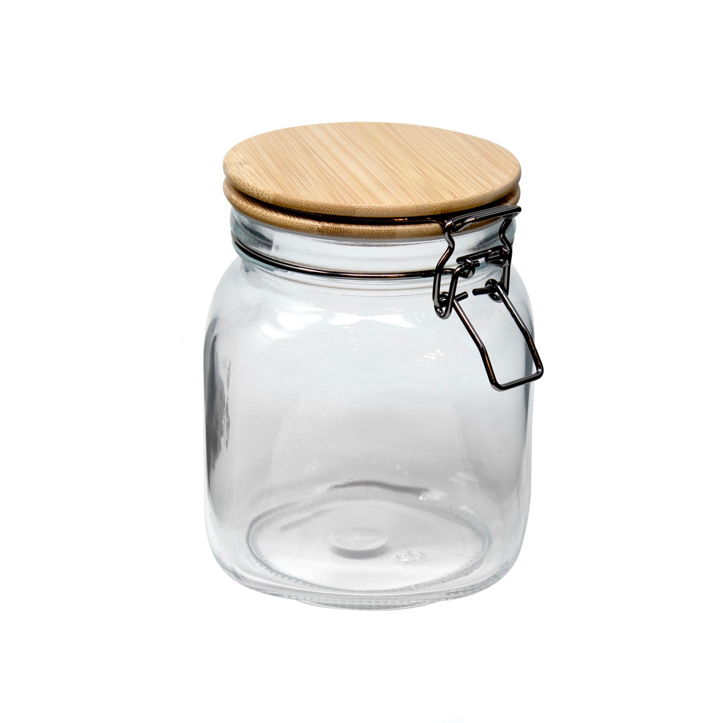 Square 33 Oz Glass Jar W/ Bamboo Lid