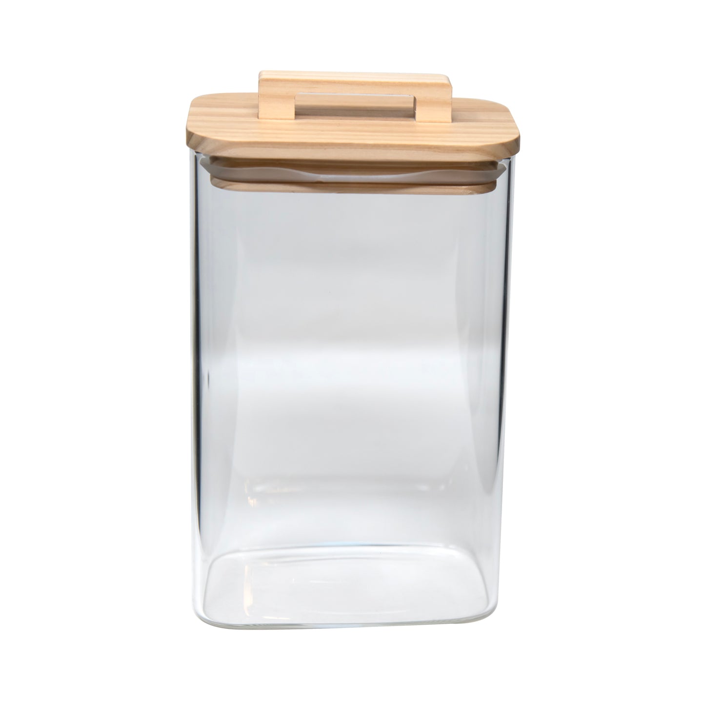 Borosilicate 42 Oz Rectangular Glass Jar W/ Wood Lid