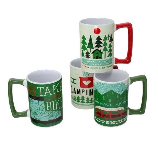 22 Oz Happy Camper Mugs - 4 Assorted Designs