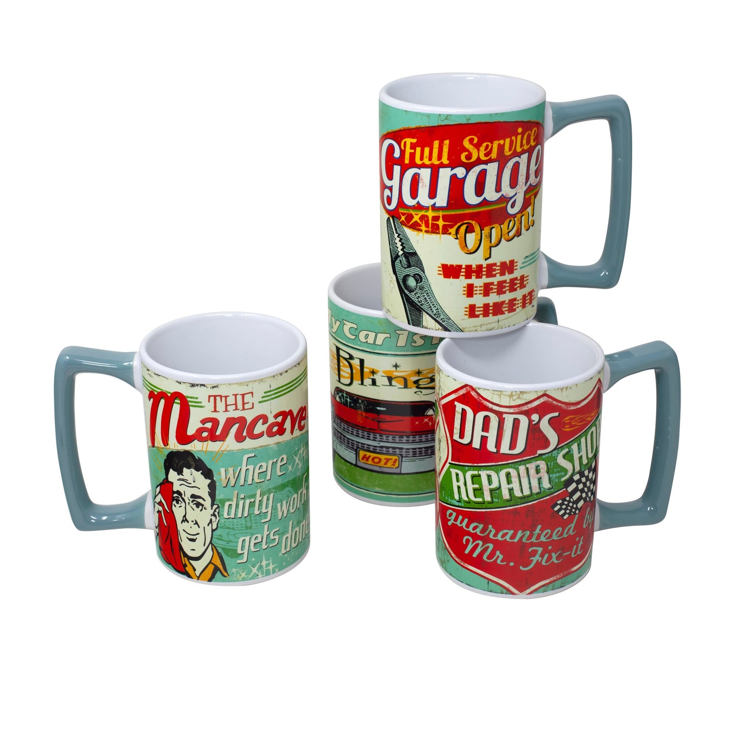 22 Oz Man Cave Mugs - 4 Assorted Designs