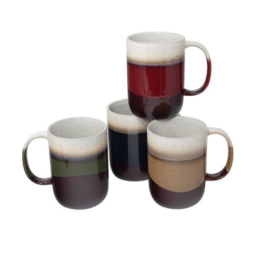 16 Oz Tri Color Reactive Glaze Mugs - 4 Assorted Colors