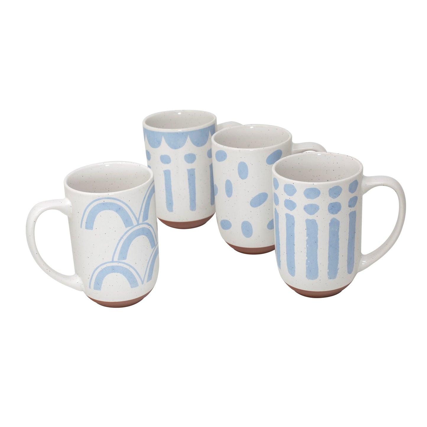 18 Oz Blue Geometric Mugs - 4 Assorted Designs