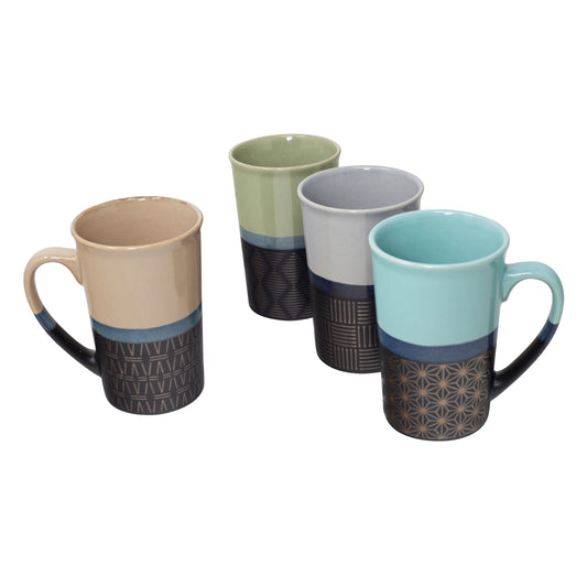 16 Oz Metallic Geometric Mugs - 4 Assorted Designs