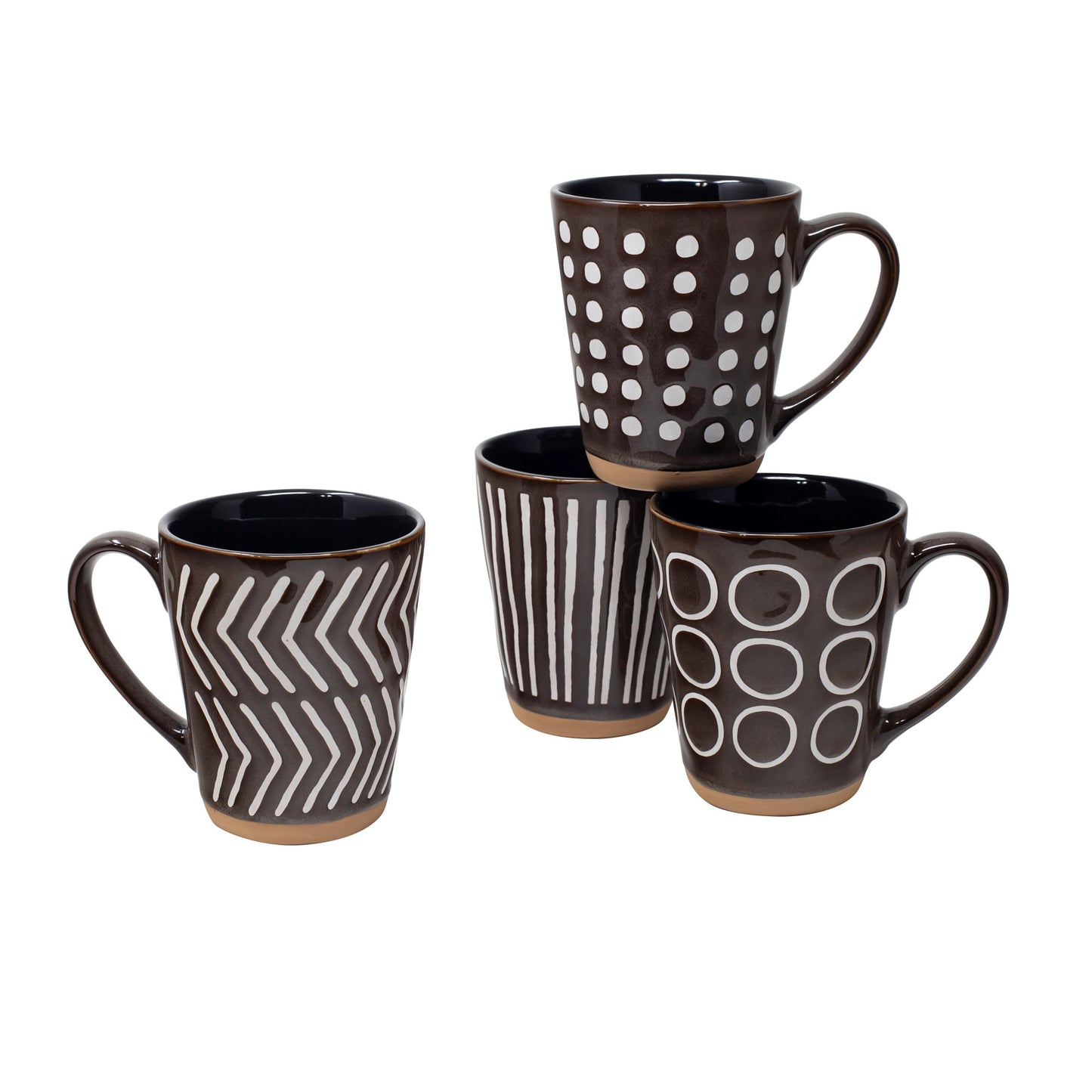 16 Oz Taupe Abstract Mugs- 4 Assorted Designs