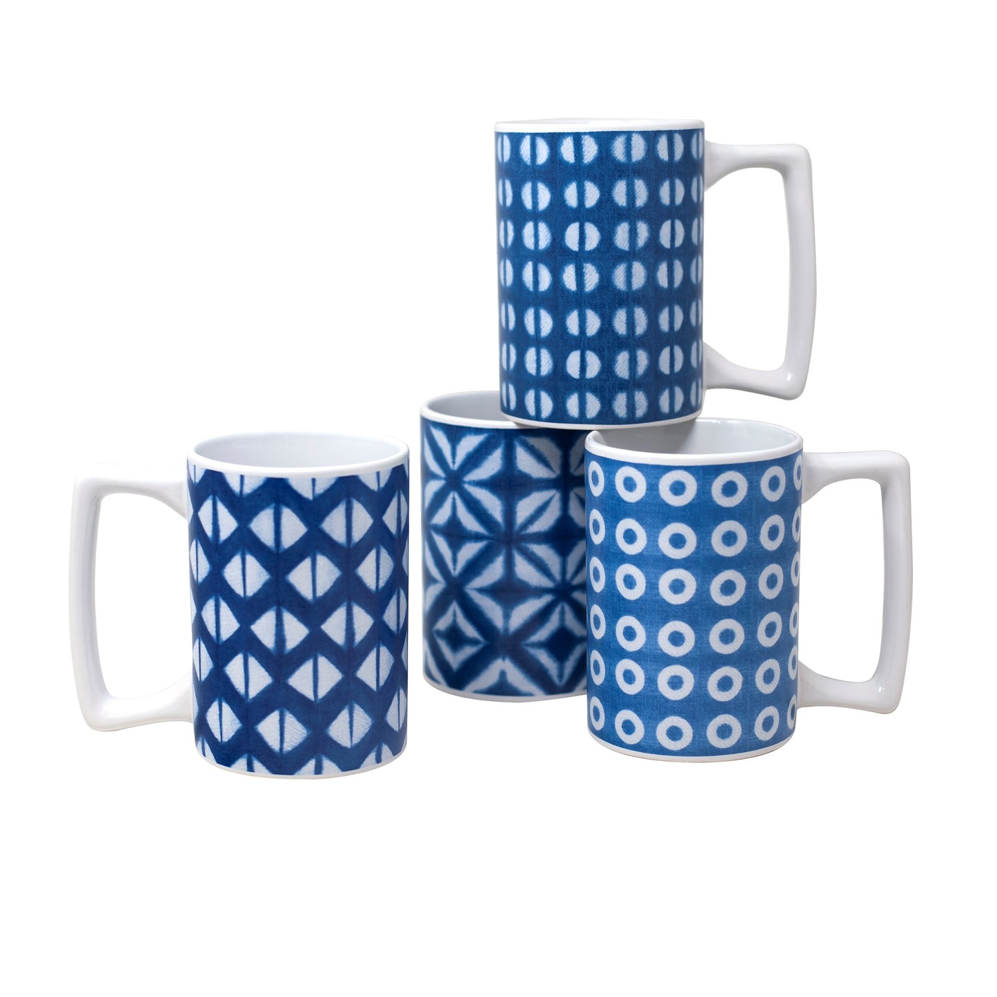 22 Oz Shibori Square Mugs- 4 Assorted Designs