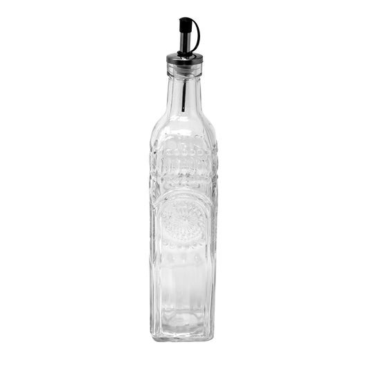 Medallion Embossed Glass 16 Oz Oil Bottle