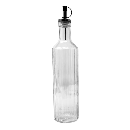 Linear Embossed Glass 16 Oz Oil Bottle