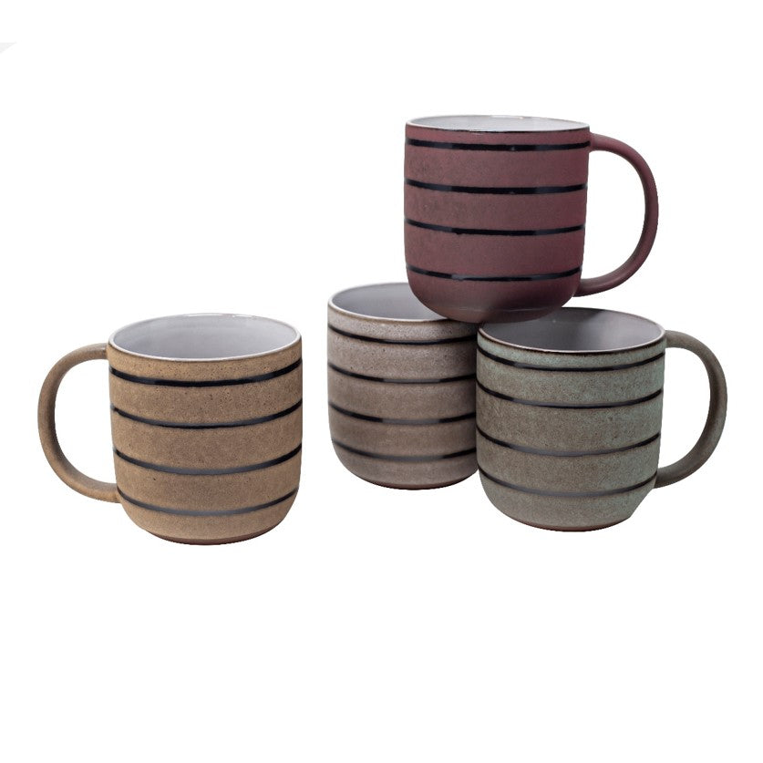 18 Oz T-Shirt Stripe Mugs- Assorted 4 Colors