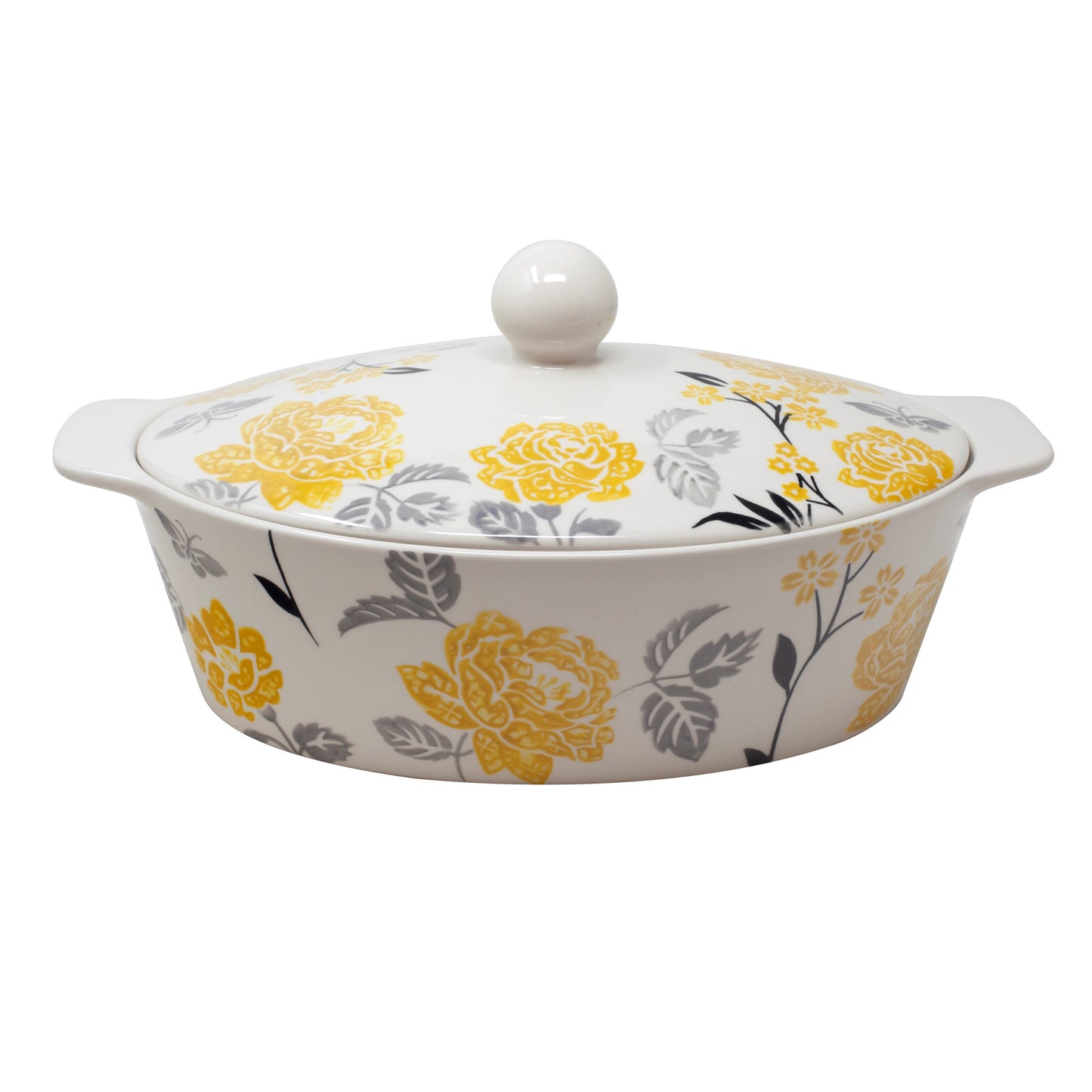 Perfect Petals Ceramic 2.5 Qt Oval Casserole