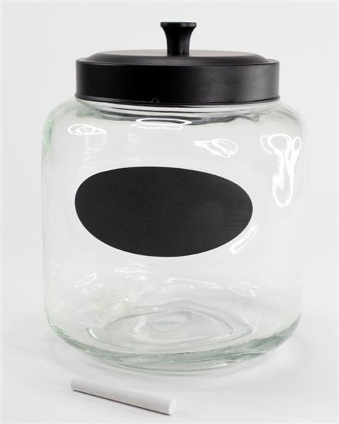 Round 152 Oz Storage Glass Jar W/ Metal Lid And Chalkboard