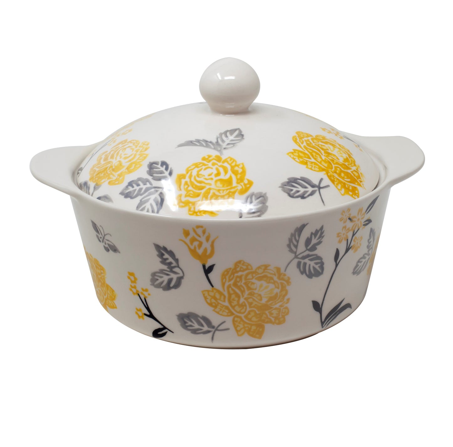 Perfect Petals Ceramic 1.5 Qt Round Casserole